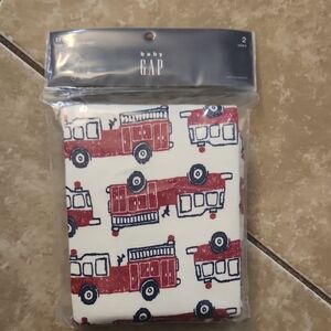 GAP Baby Red and White Fire Truck Long Sleeve Pajama Set